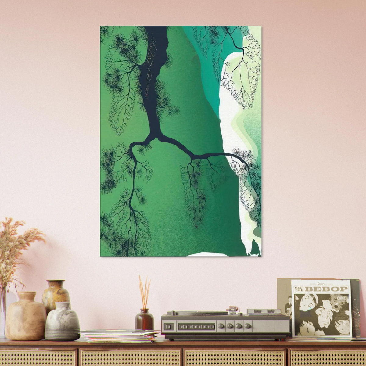 Sea Cliffs and Pine Branch Canvas | Eyvind Earle Canvas | Eyvind Earle Prints