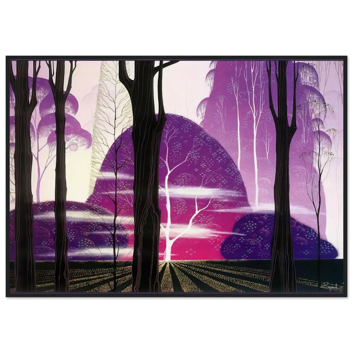 Purple Dawn Framed Poster | Eyvind Earle Framed Prints Wall Art | Eyvind Earle Prints