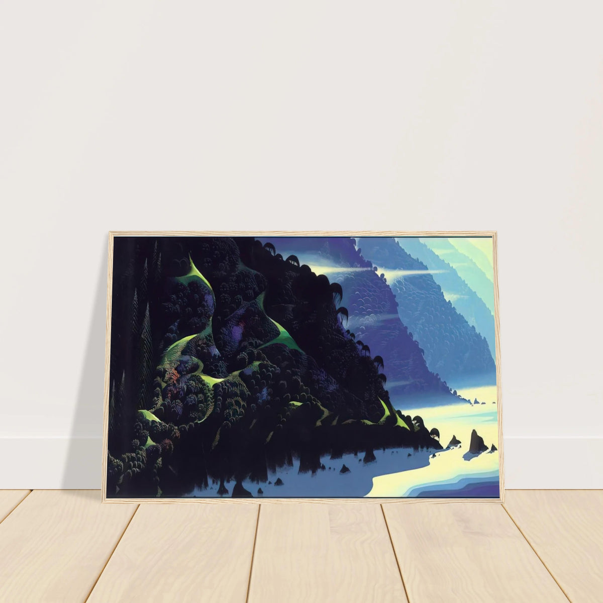 Blue Coastline Framed Poster | Eyvind Earle Framed Prints Wall Art | Eyvind Earle Prints