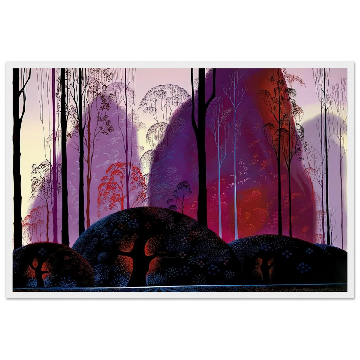 Mauve, Red and Purple Framed Poster | Eyvind Earle Framed Prints Wall Art | Eyvind Earle Prints
