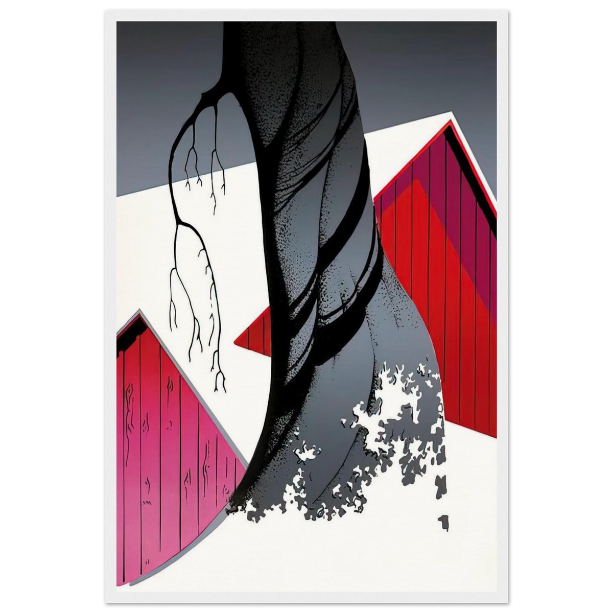 Red Barn and Grey Sky Framed Poster | Eyvind Earle Framed Prints Wall Art | Eyvind Earle Prints