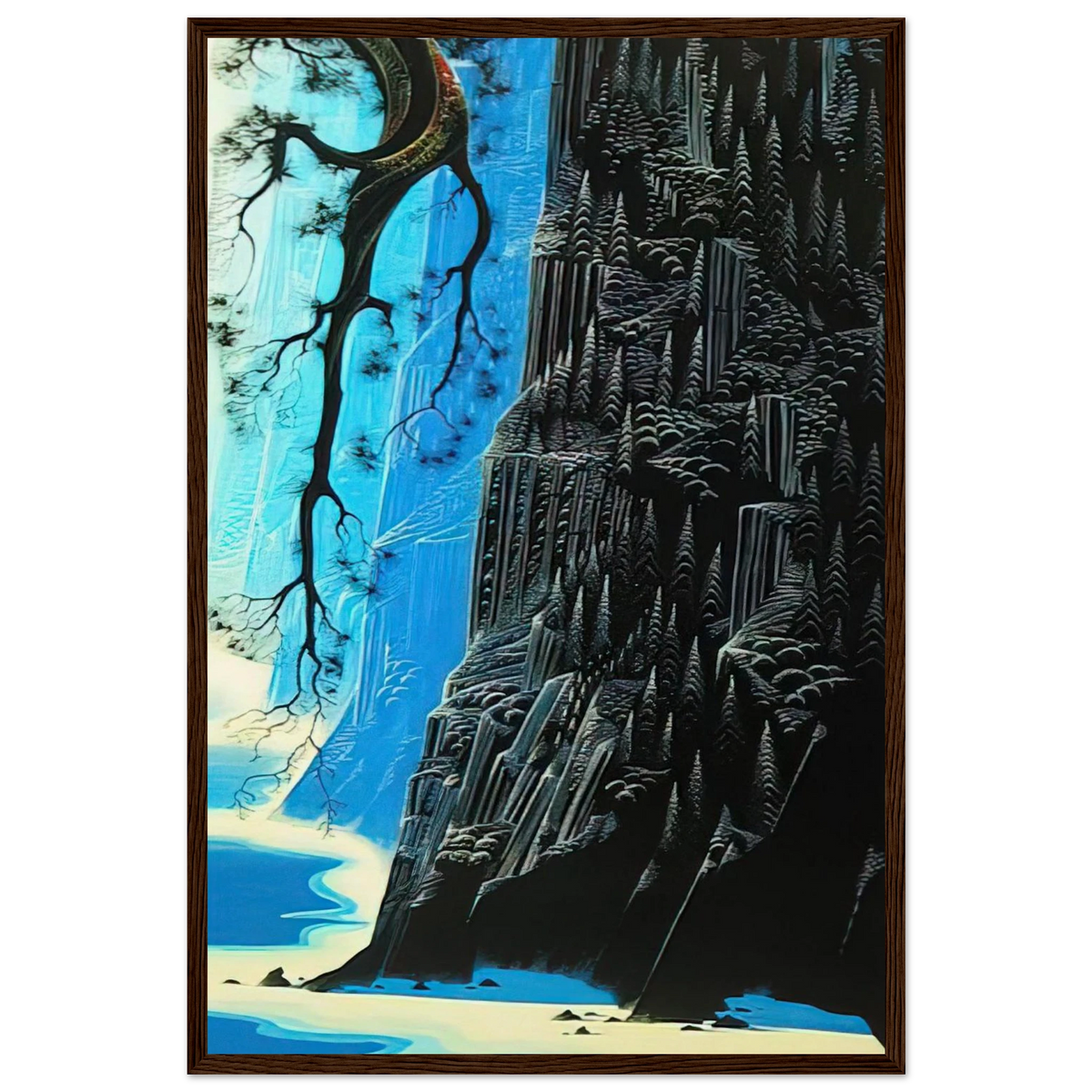 Cliffs Ascending Framed Poster | Eyvind Earle Framed Prints Wall Art | Eyvind Earle Prints