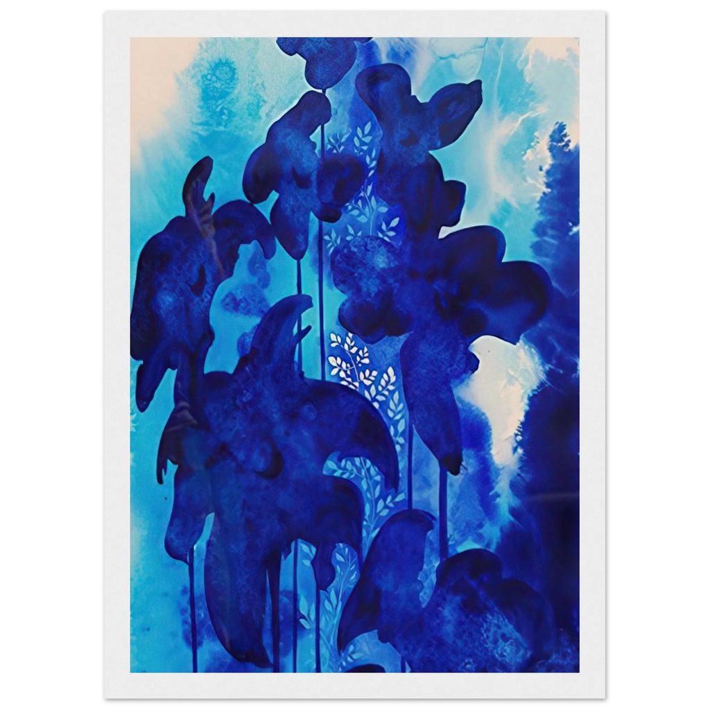 Blue Floral Framed Poster | Eyvind Earle Framed Prints Wall Art | Eyvind Earle Prints