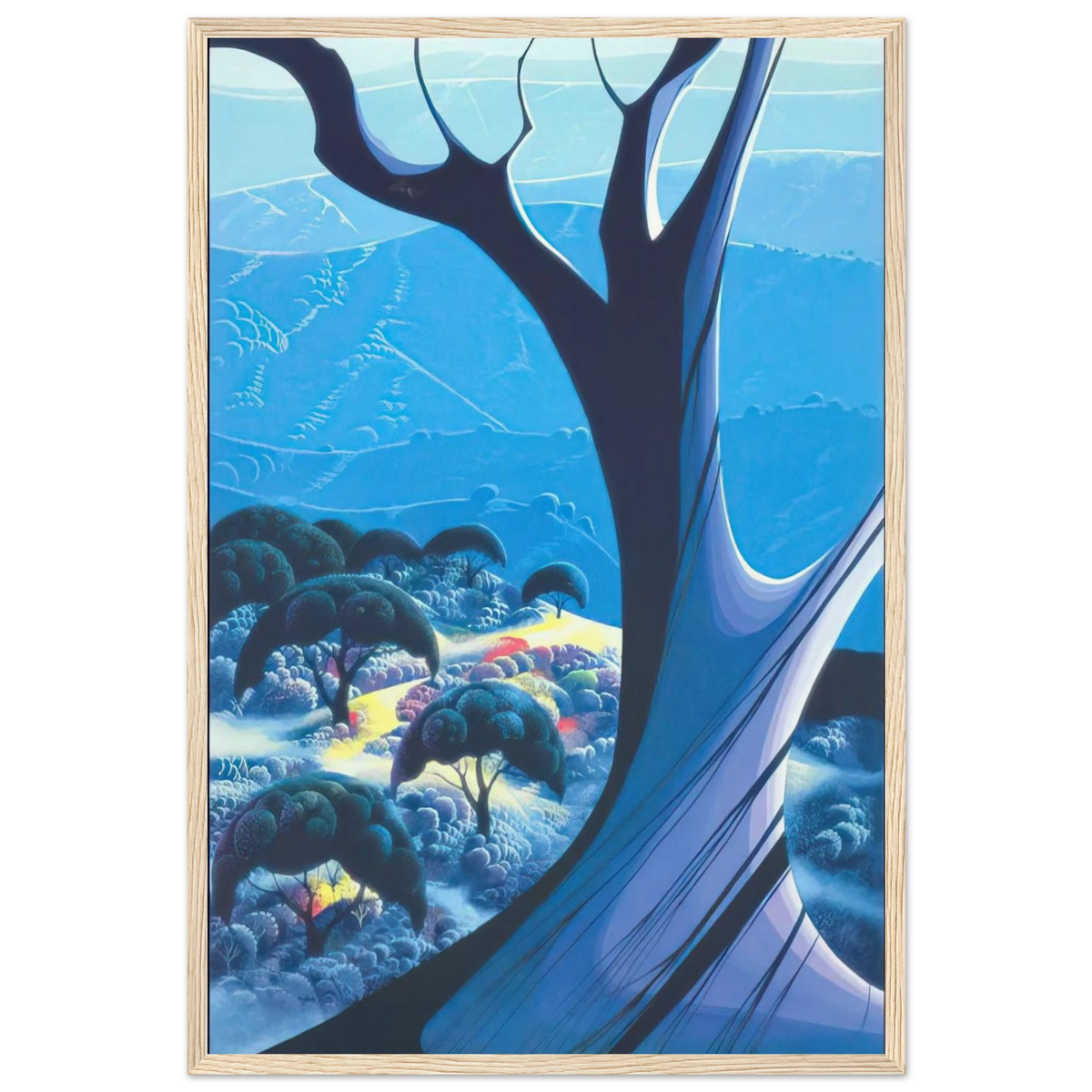 Purple Treeand Mountains Framed Poster | Eyvind Earle Framed Prints Wall Art | Eyvind Earle Prints