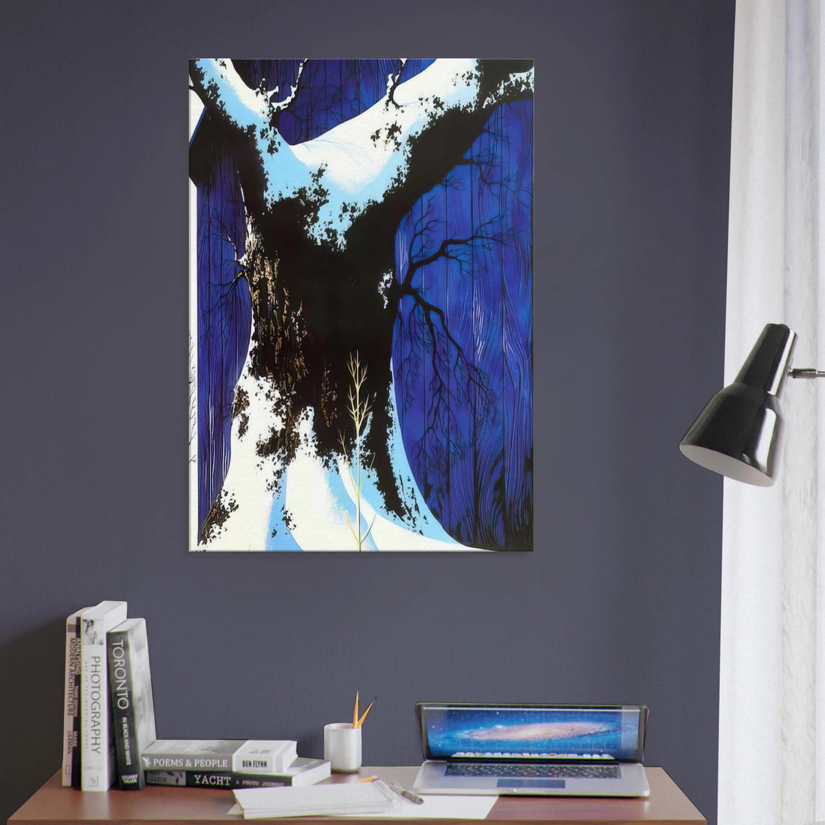 Blue Barn and Snow Canvas | Eyvind Earle Canvas | Eyvind Earle Prints