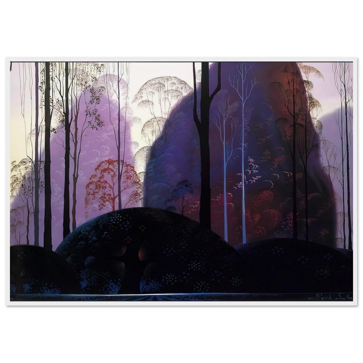 Mauve Redand Purple Framed Poster | Eyvind Earle Framed Prints Wall Art | Eyvind Earle Prints