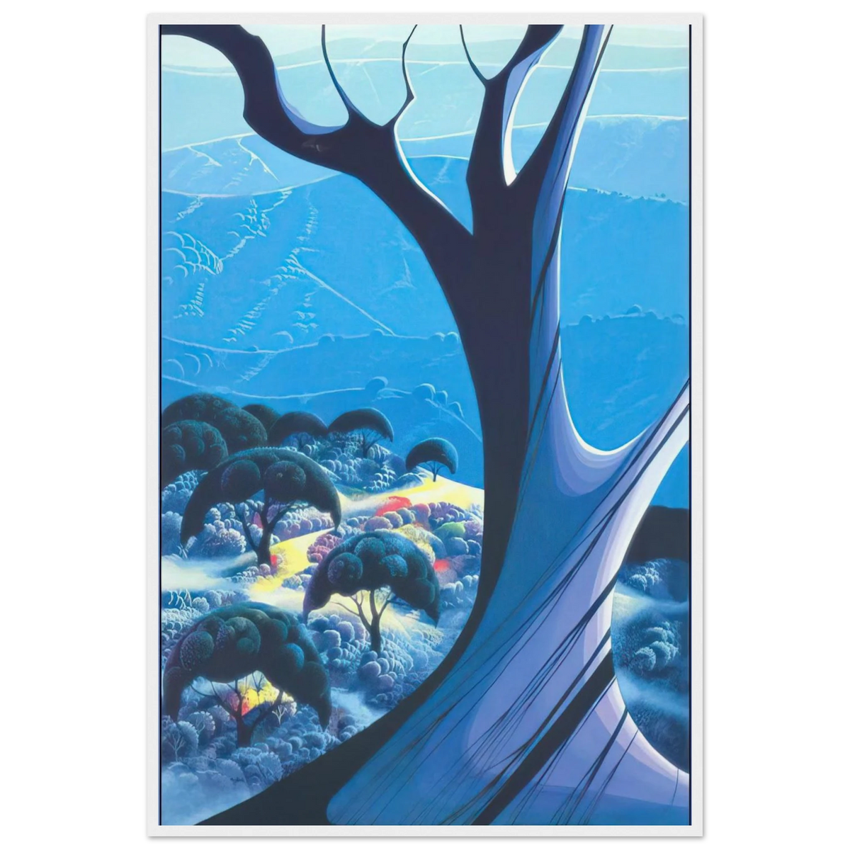 Purple Treeand Mountains Framed Poster | Eyvind Earle Framed Prints Wall Art | Eyvind Earle Prints