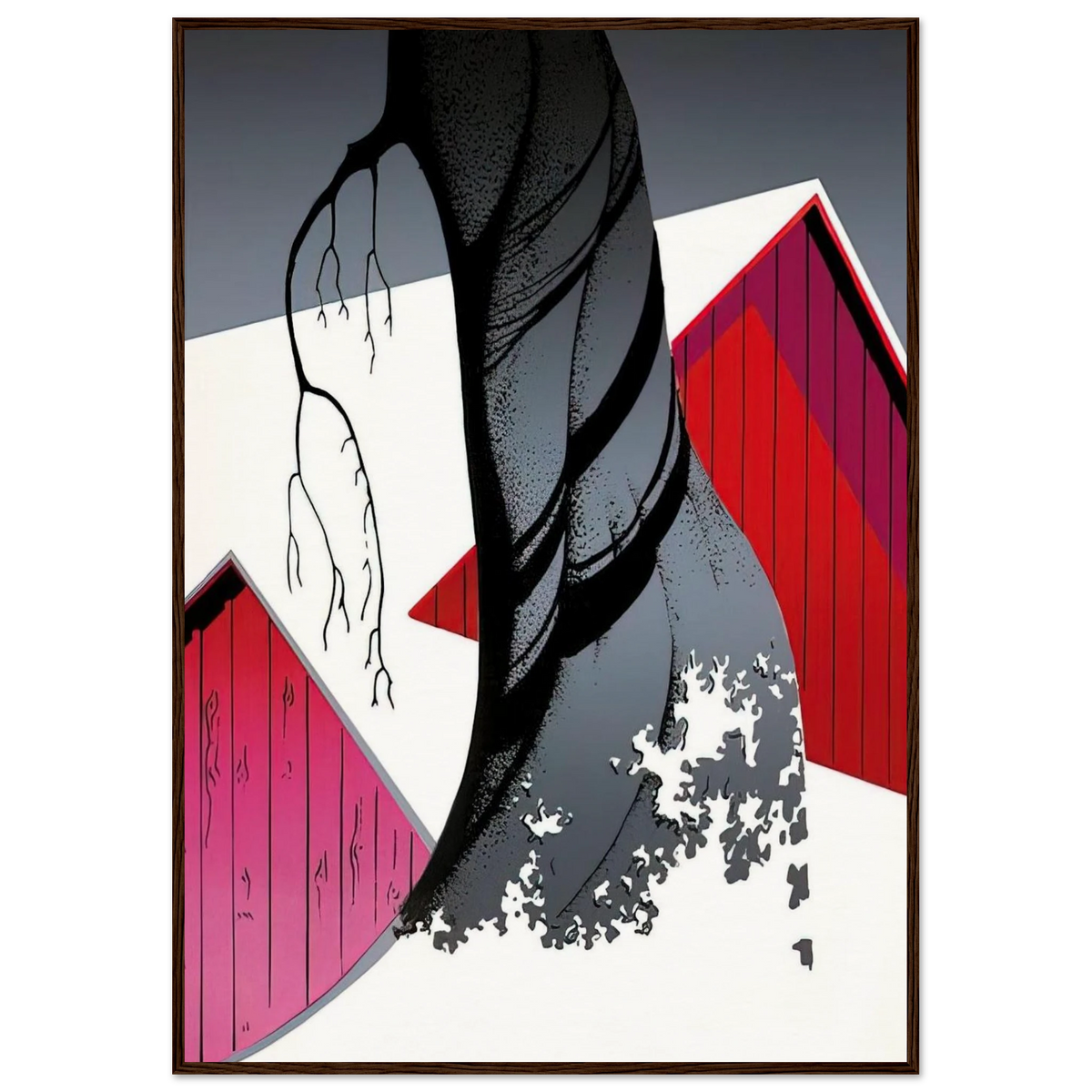 Red Barn and Grey Sky Framed Poster | Eyvind Earle Framed Prints Wall Art | Eyvind Earle Prints