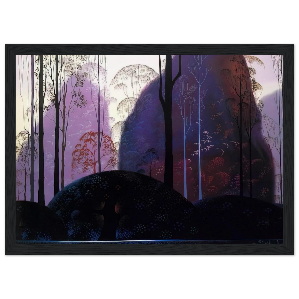 Mauve Redand Purple Framed Poster | Eyvind Earle Framed Prints Wall Art | Eyvind Earle Prints
