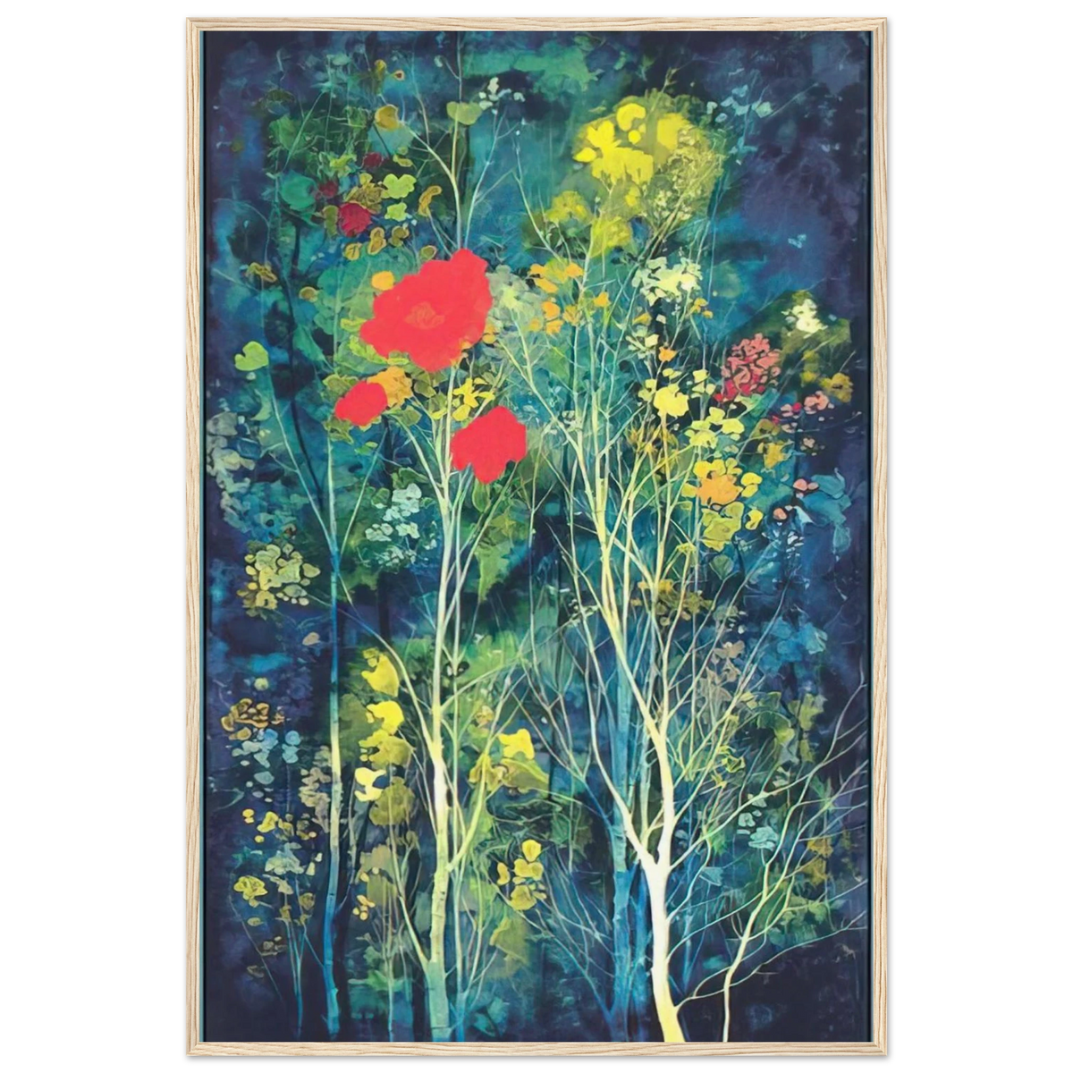 Poppies and Flowers Framed Poster | Eyvind Earle Framed Prints Wall Art | Eyvind Earle Prints