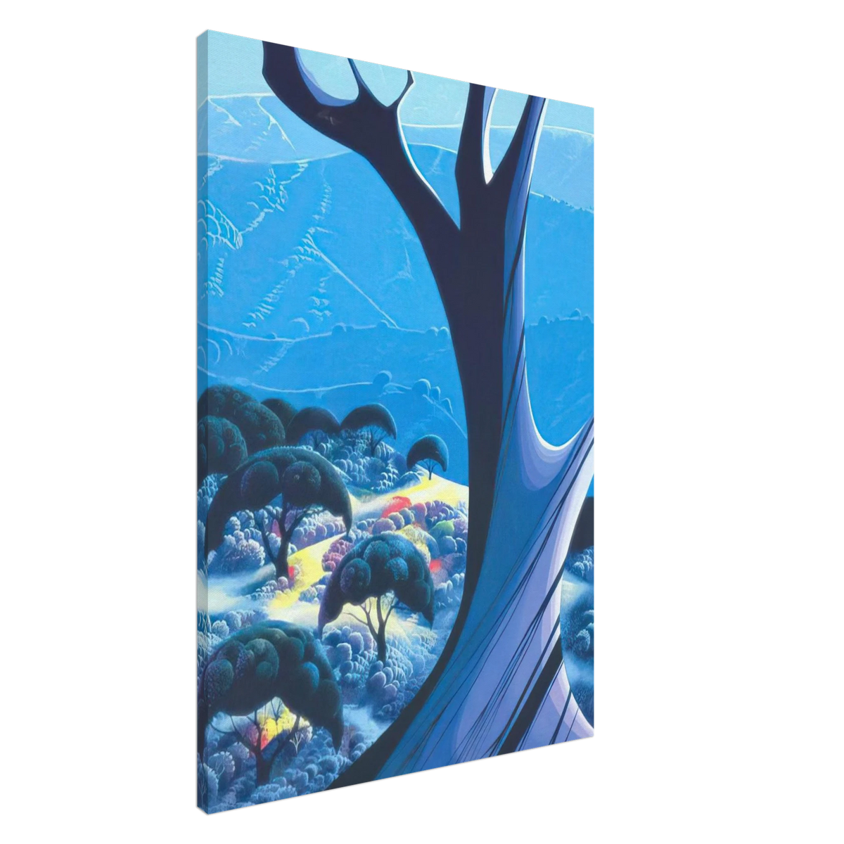 Purple Treeand Mountains Canvas | Eyvind Earle Canvas | Eyvind Earle Prints