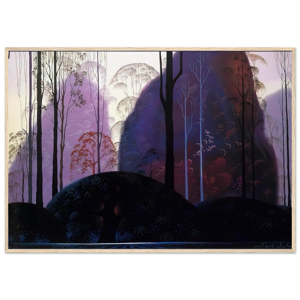 Mauve Redand Purple Framed Poster | Eyvind Earle Framed Prints Wall Art | Eyvind Earle Prints