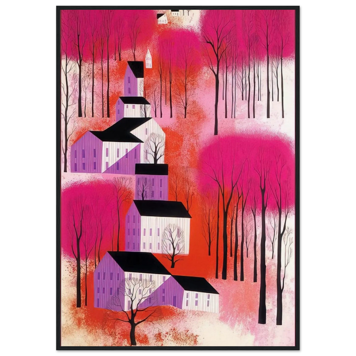 Autumn Sunset Framed Poster | Eyvind Earle Framed Prints Wall Art | Eyvind Earle Prints
