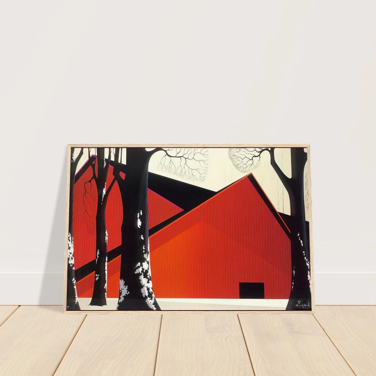 The Great Red Barn Framed Poster | Eyvind Earle Framed Prints Wall Art | Eyvind Earle Prints