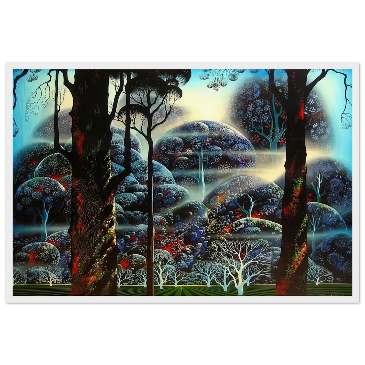 Mist in the Dark Woods Framed Poster | Eyvind Earle Framed Prints Wall Art | Eyvind Earle Prints