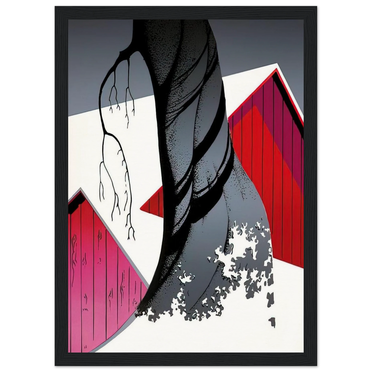 Red Barn and Grey Sky Framed Poster | Eyvind Earle Framed Prints Wall Art | Eyvind Earle Prints