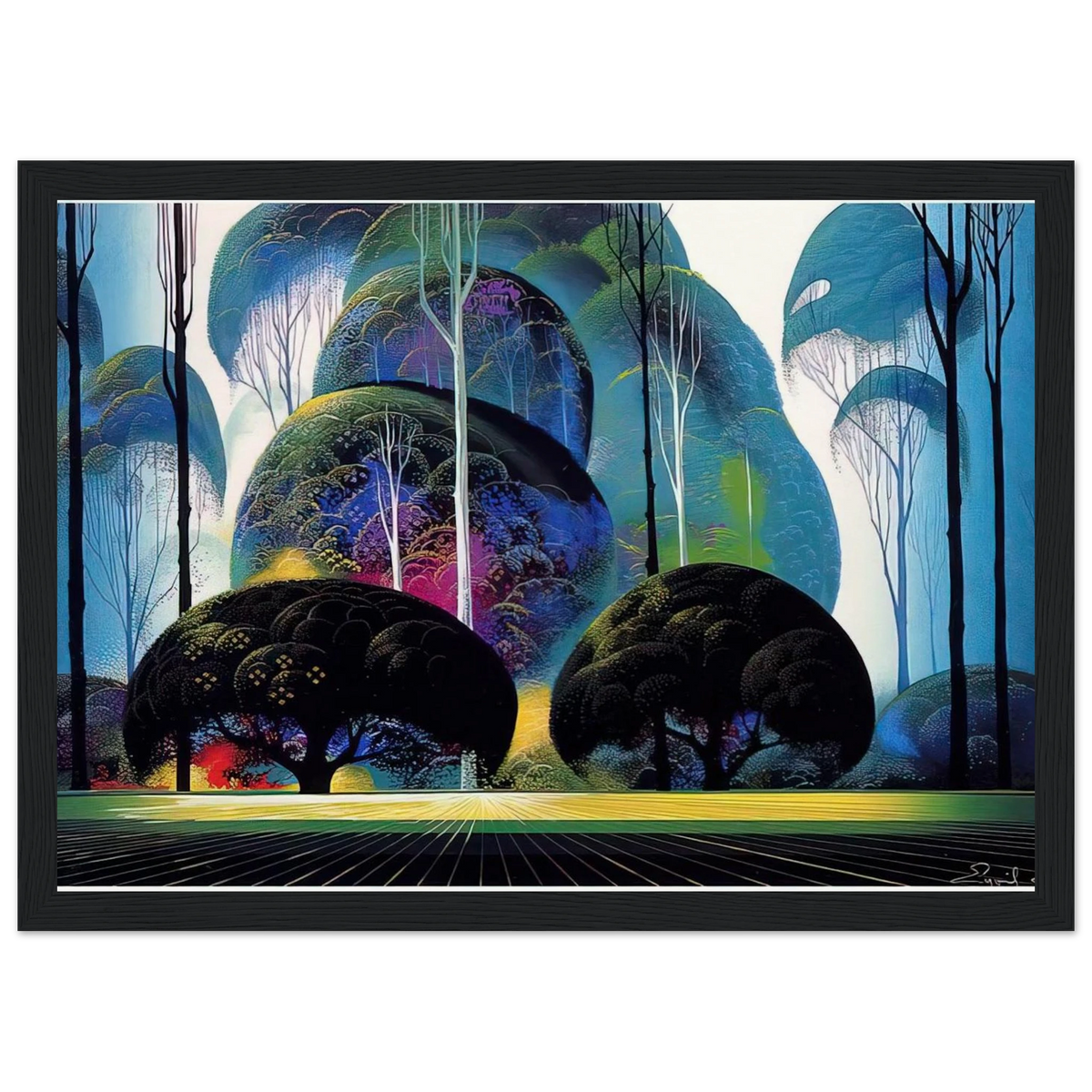 Green Forest Framed Poster | Eyvind Earle Framed Prints Wall Art | Eyvind Earle Prints