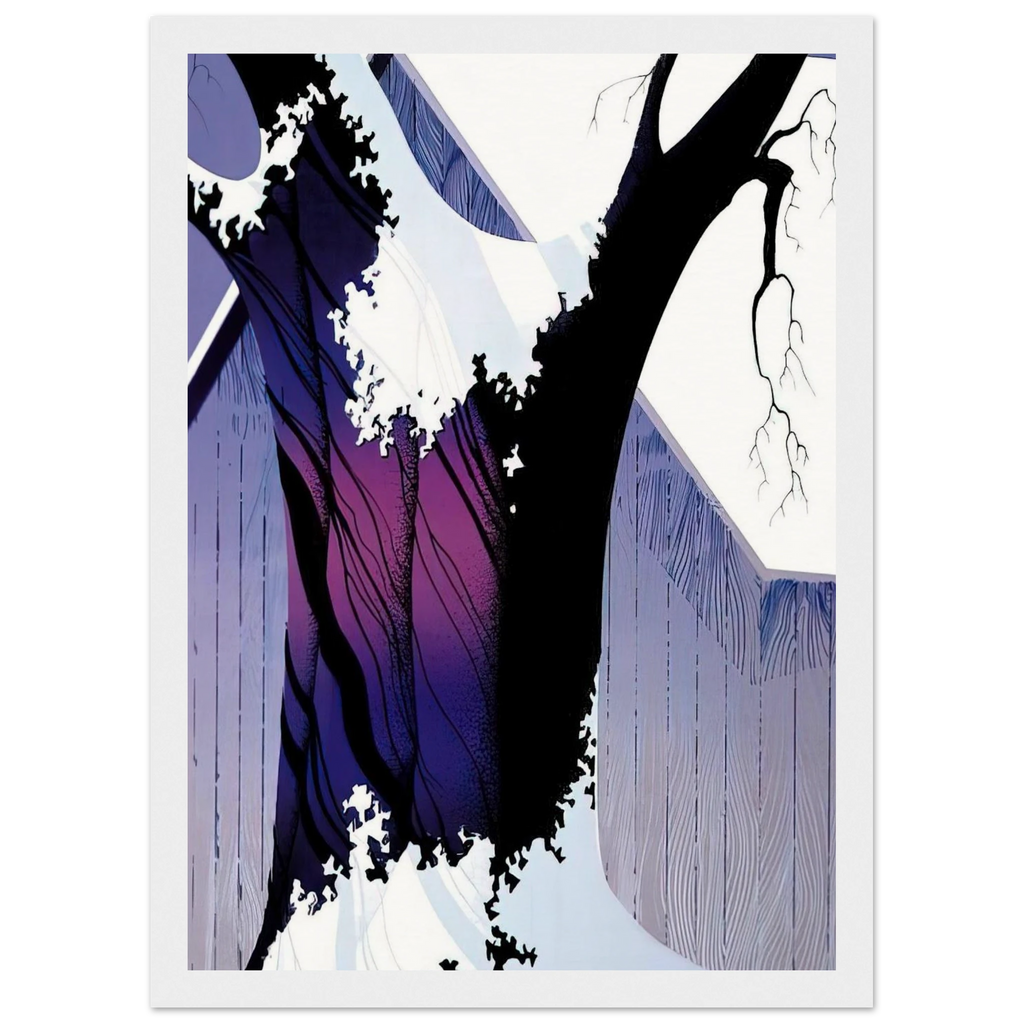 Violet Tree and Barn Framed Poster | Eyvind Earle Framed Prints Wall Art | Eyvind Earle Prints