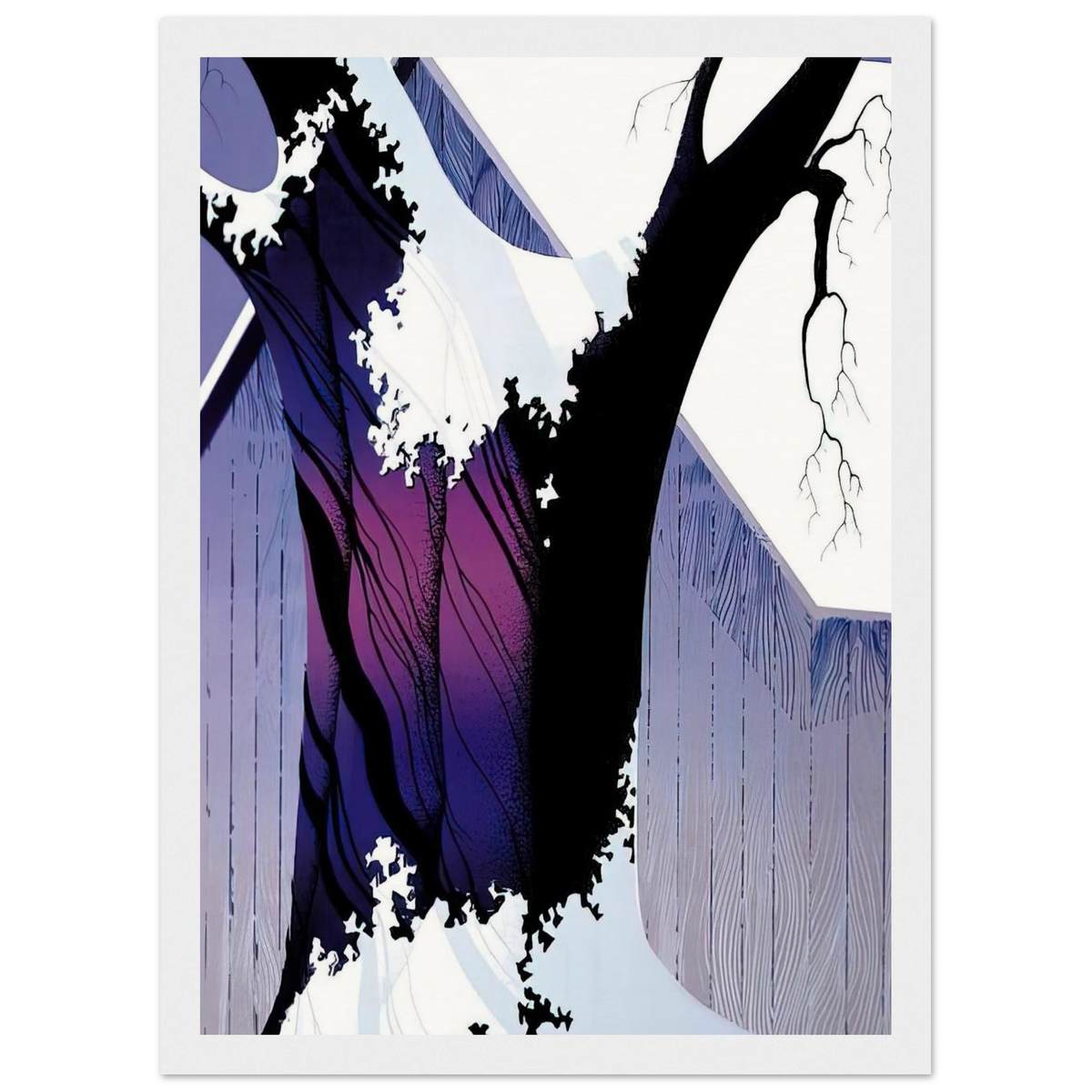 Violet Tree and Barn Framed Poster | Eyvind Earle Framed Prints Wall Art | Eyvind Earle Prints