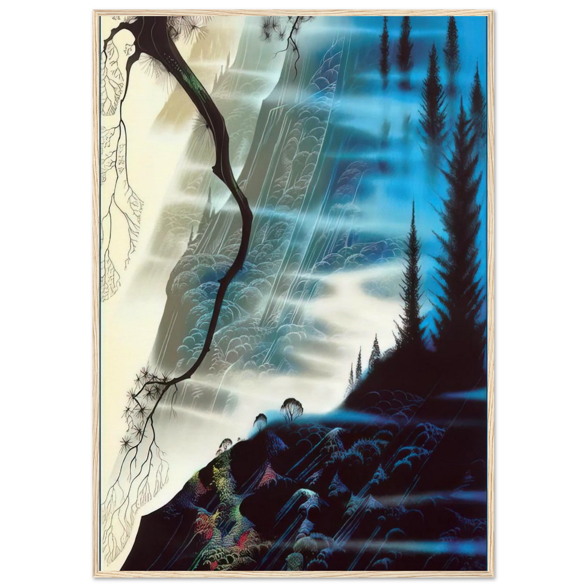 Sea Cliffs and Redwoods Framed Poster | Eyvind Earle Framed Prints Wall Art | Eyvind Earle Prints