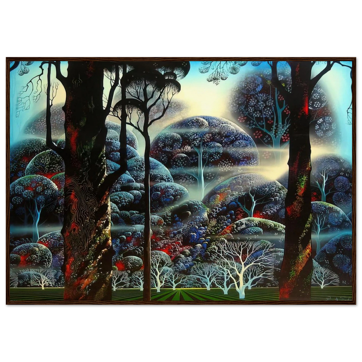 Mist in the Dark Woods Framed Poster | Eyvind Earle Framed Prints Wall Art | Eyvind Earle Prints
