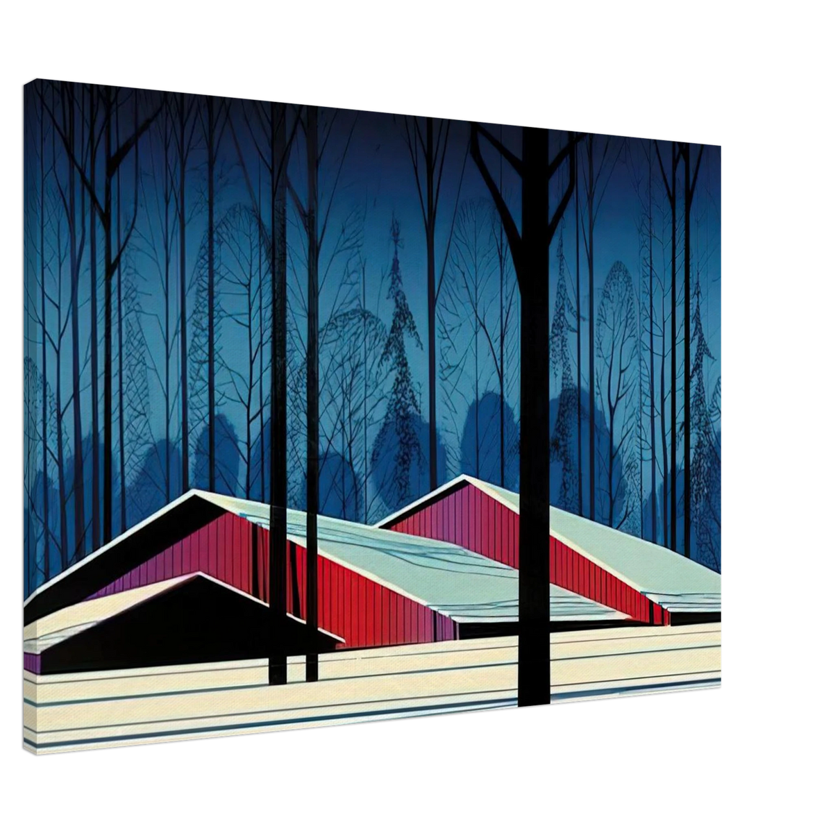 Winter Barns Canvas | Eyvind Earle Canvas | Eyvind Earle Prints
