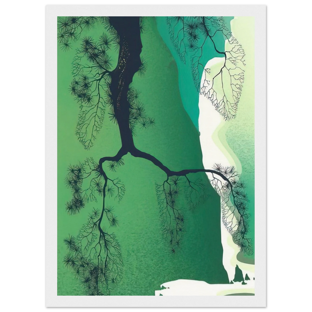 Sea Cliffs and Pine Branch Framed Poster | Eyvind Earle Framed Prints Wall Art | Eyvind Earle Prints
