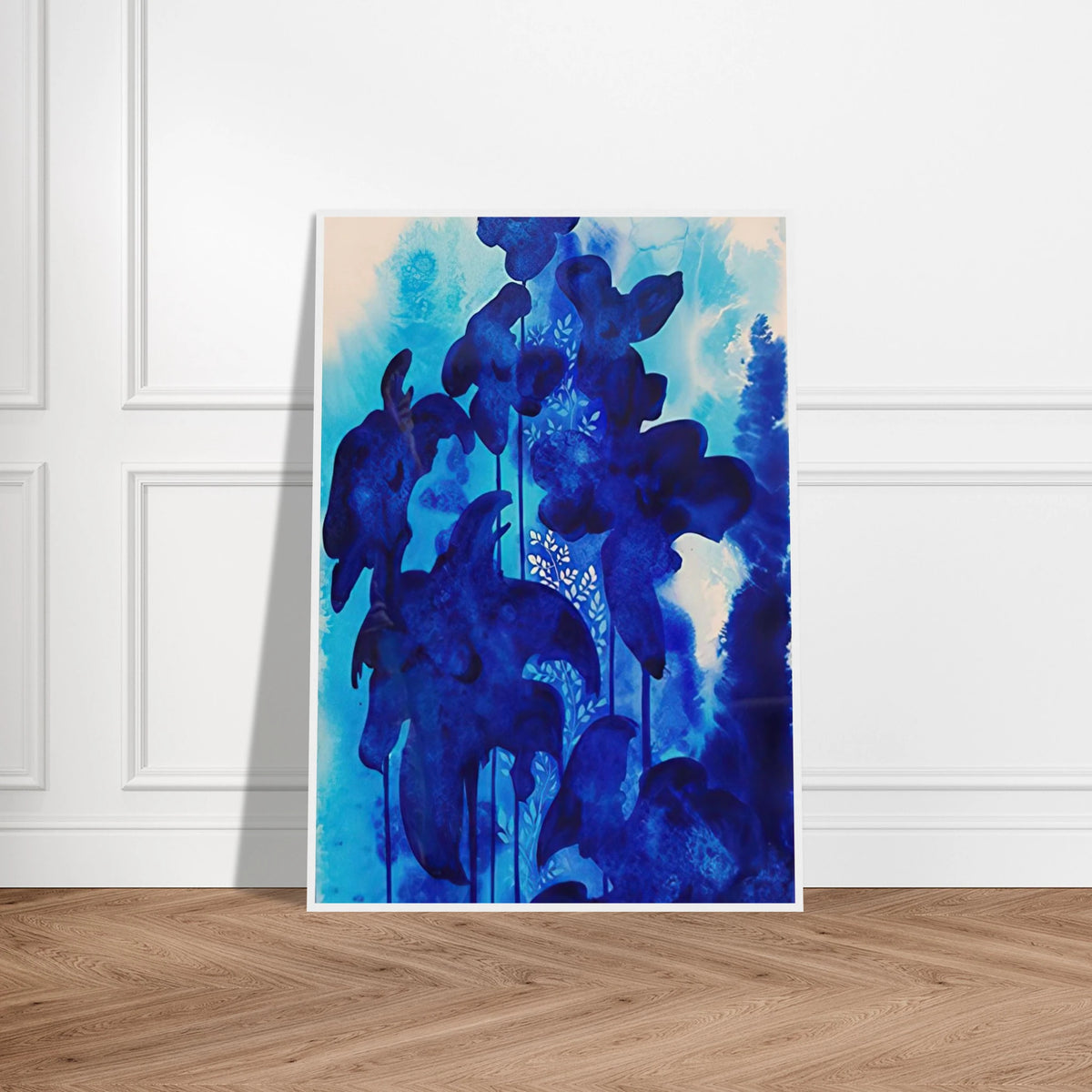 Blue Floral Framed Poster | Eyvind Earle Framed Prints Wall Art | Eyvind Earle Prints