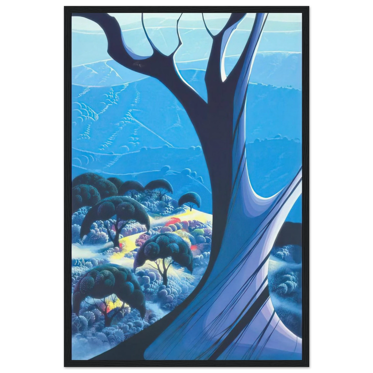 Purple Treeand Mountains Framed Poster | Eyvind Earle Framed Prints Wall Art | Eyvind Earle Prints