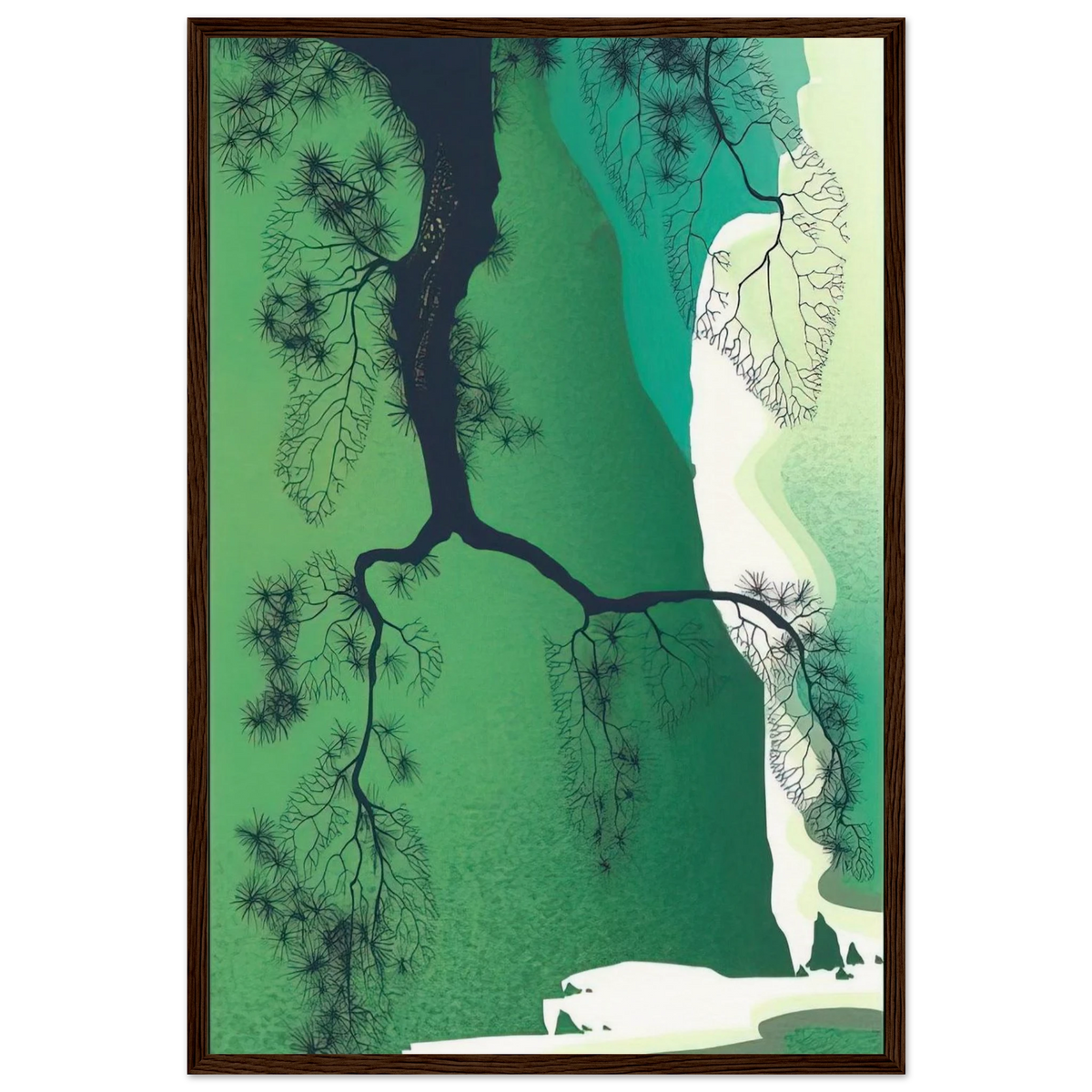 Sea Cliffs and Pine Branch Framed Poster | Eyvind Earle Framed Prints Wall Art | Eyvind Earle Prints