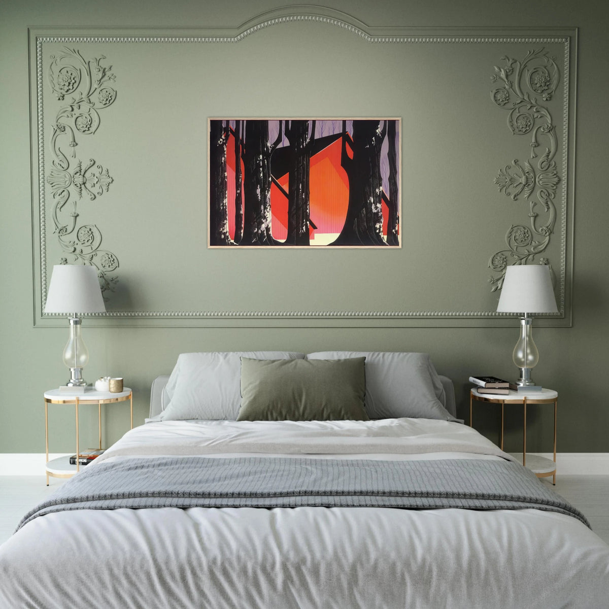 Winter Barnyard Framed Poster | Eyvind Earle Framed Prints Wall Art | Eyvind Earle Prints
