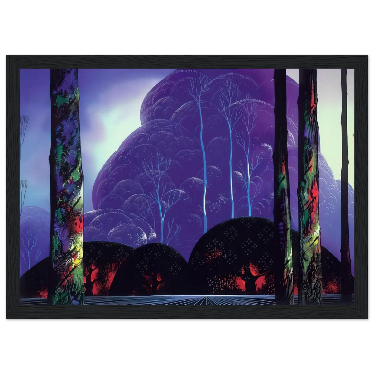Purple Sunset Framed Poster | Eyvind Earle Framed Prints Wall Art | Eyvind Earle Prints