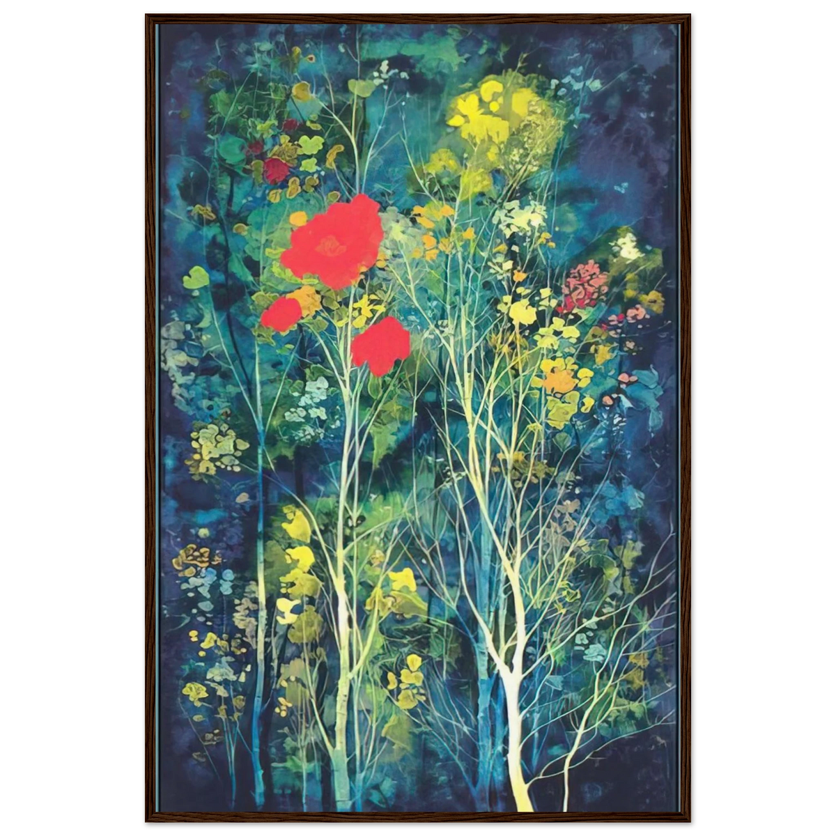 Poppies and Flowers Framed Poster | Eyvind Earle Framed Prints Wall Art | Eyvind Earle Prints