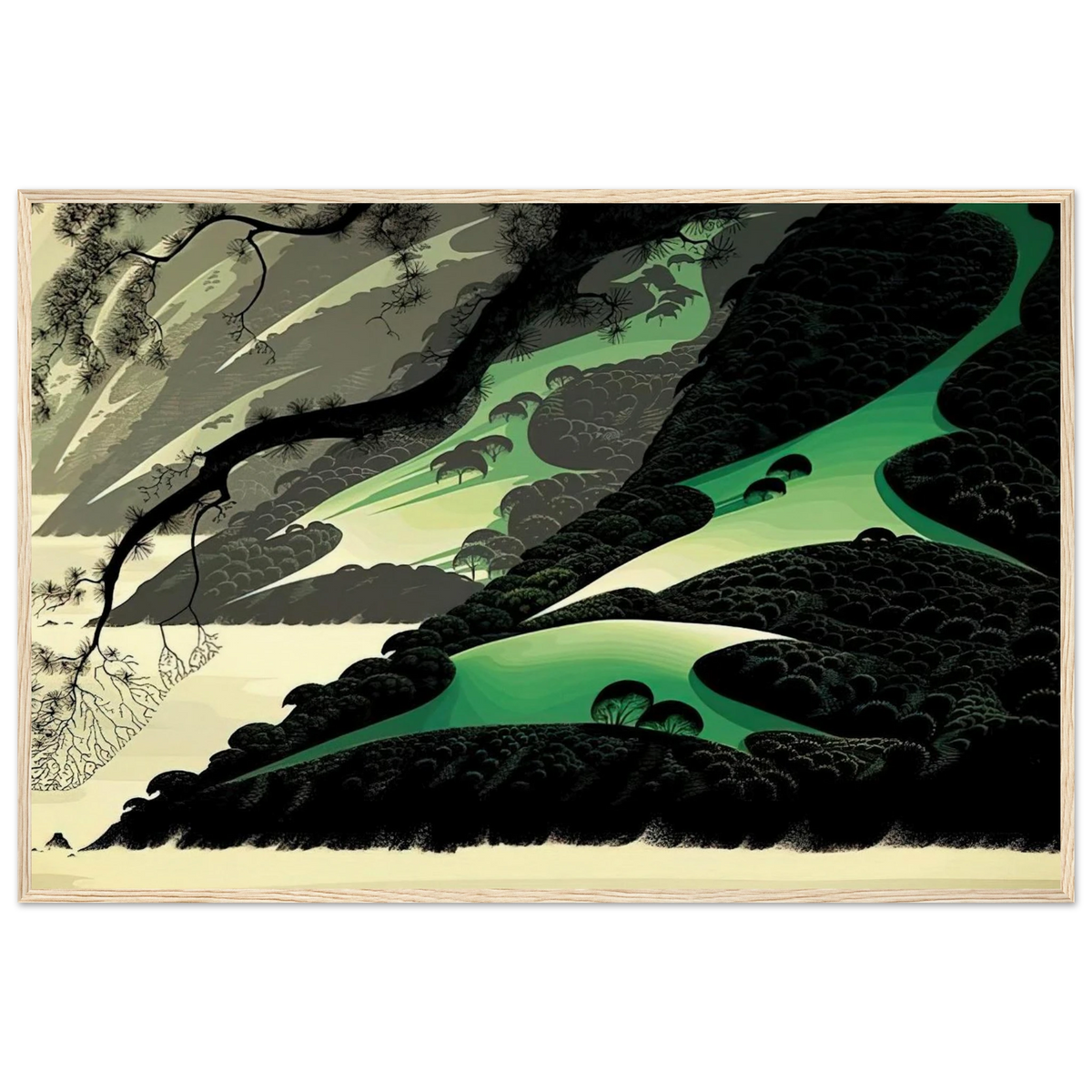 Green Big Sur Framed Poster | Eyvind Earle Framed Prints Wall Art | Eyvind Earle Prints