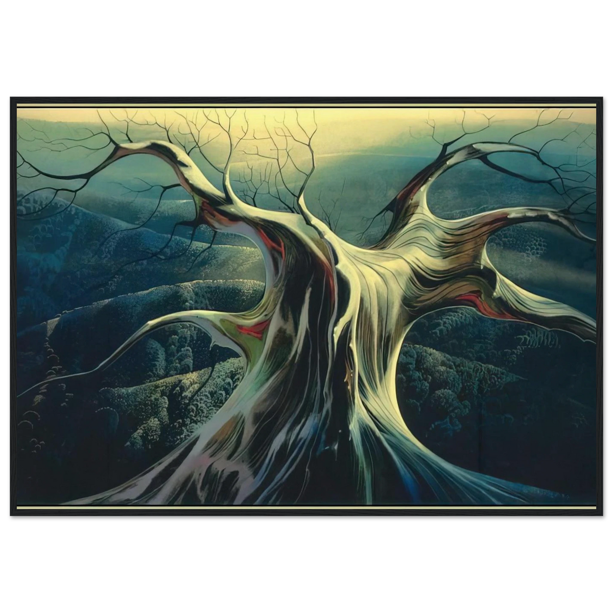 Moonlit Tree Trunk Framed Poster | Eyvind Earle Framed Prints Wall Art | Eyvind Earle Prints