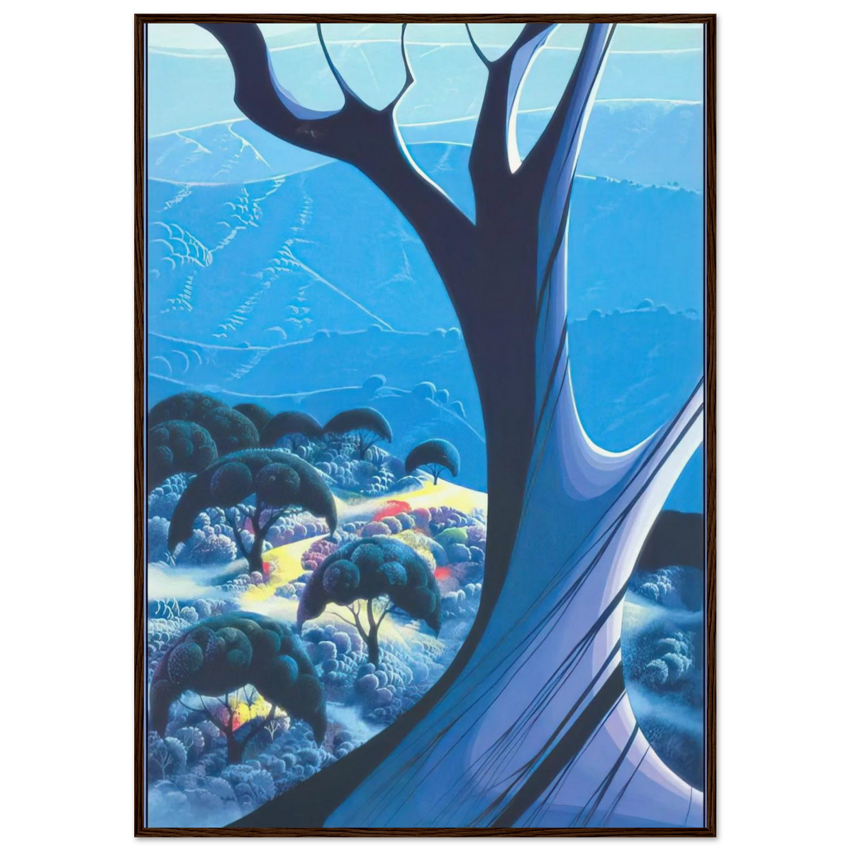 Purple Treeand Mountains Framed Poster | Eyvind Earle Framed Prints Wall Art | Eyvind Earle Prints