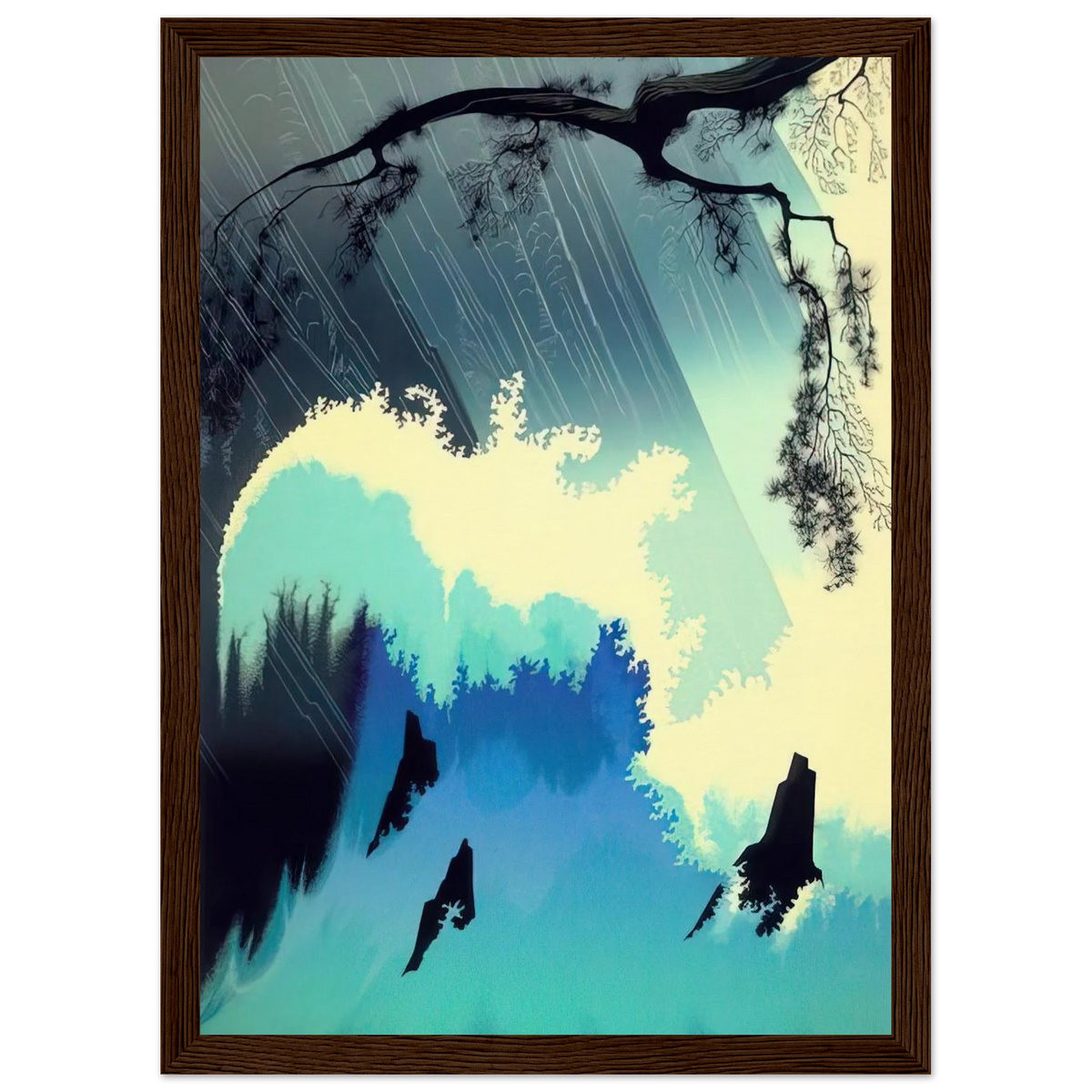 Ocean Splash Framed Poster | Eyvind Earle Framed Prints Wall Art | Eyvind Earle Prints