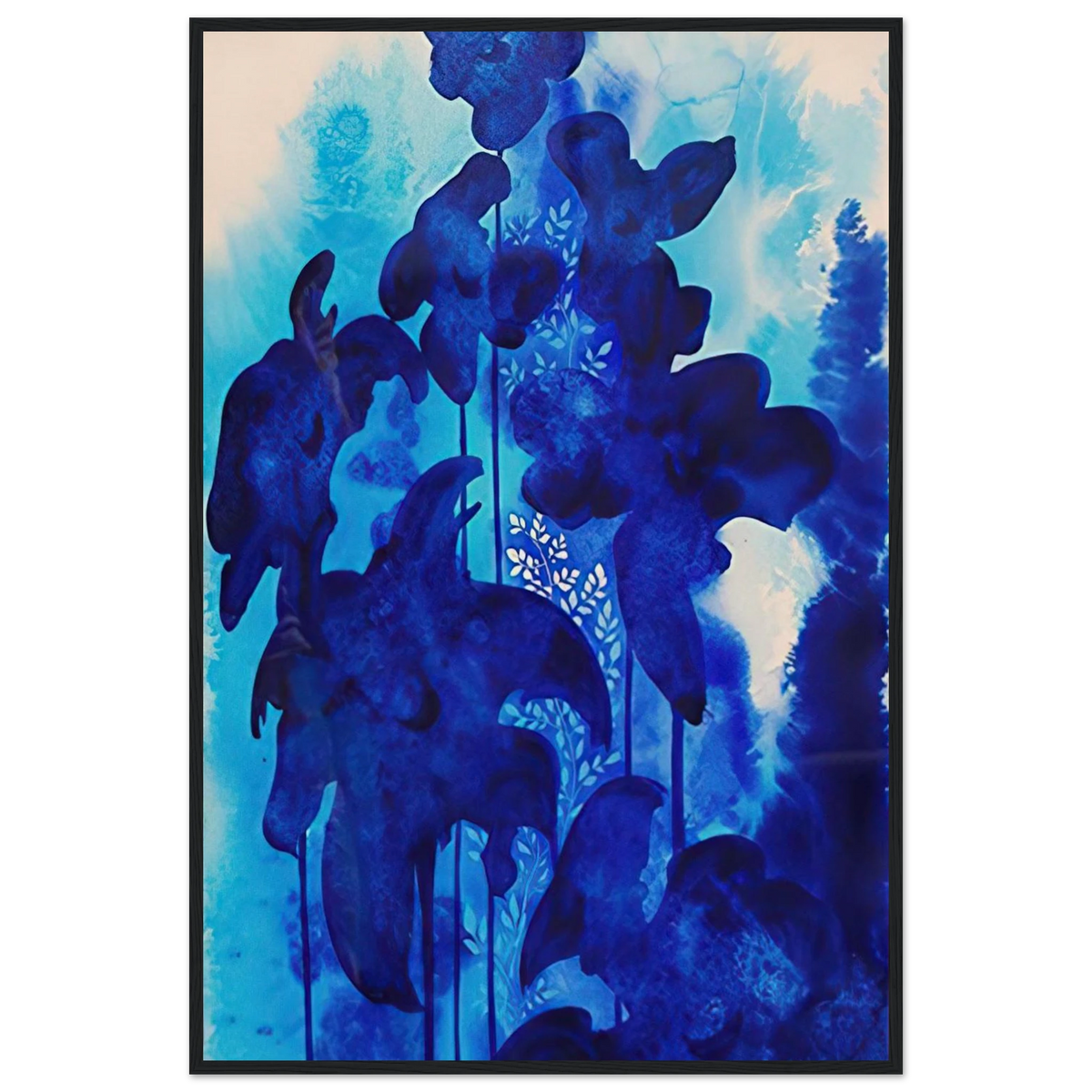 Blue Floral Framed Poster | Eyvind Earle Framed Prints Wall Art | Eyvind Earle Prints