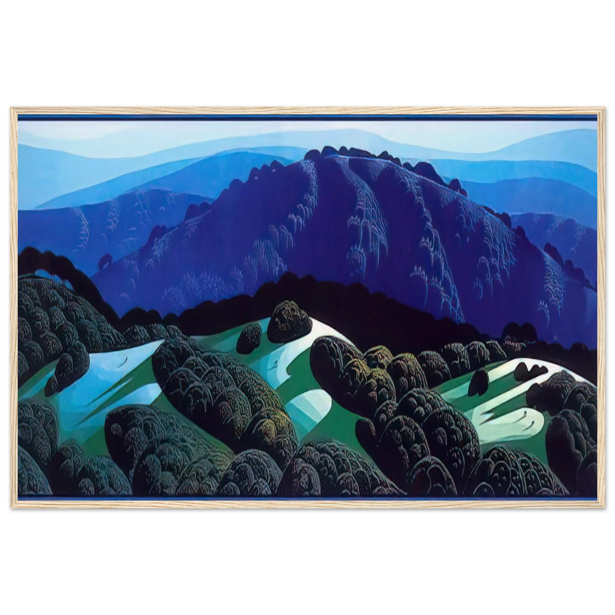 Three Fields and a Mountain Framed Poster | Eyvind Earle Framed Prints Wall Art | Eyvind Earle Prints