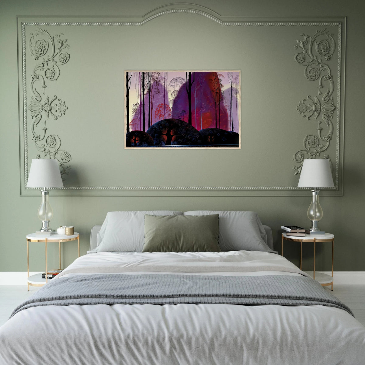 Mauve, Red and Purple Framed Poster | Eyvind Earle Framed Prints Wall Art | Eyvind Earle Prints