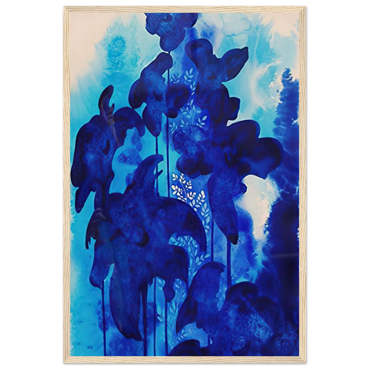 Blue Floral Framed Poster | Eyvind Earle Framed Prints Wall Art | Eyvind Earle Prints