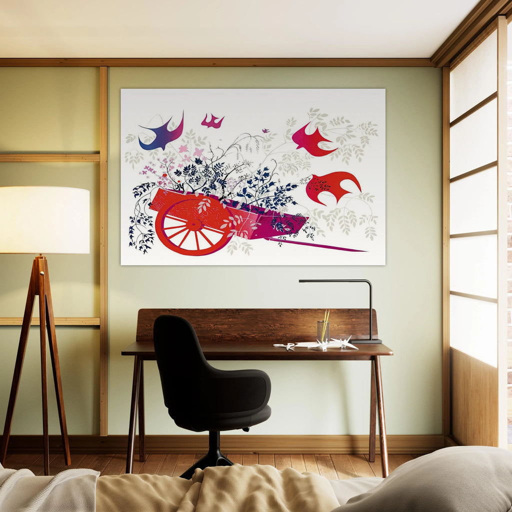 Red Wagon & Foliage Poster | Eyvind Earle Poster | Eyvind Earle Prints