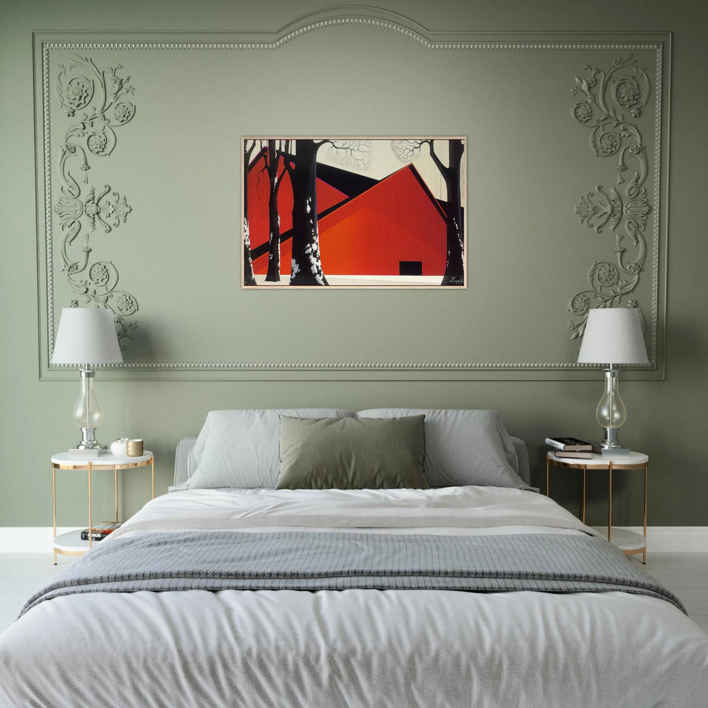 The Great Red Barn Framed Poster | Eyvind Earle Framed Prints Wall Art | Eyvind Earle Prints