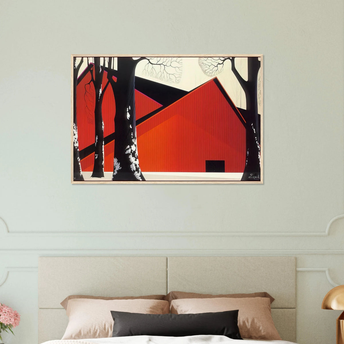 The Great Red Barn Framed Poster | Eyvind Earle Framed Prints Wall Art | Eyvind Earle Prints