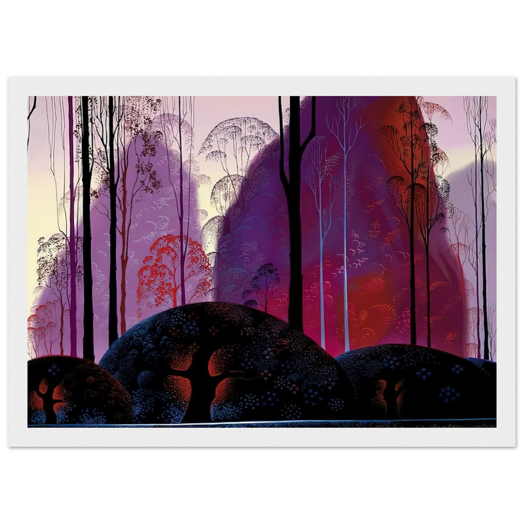 Mauve, Red and Purple Framed Poster | Eyvind Earle Framed Prints Wall Art | Eyvind Earle Prints