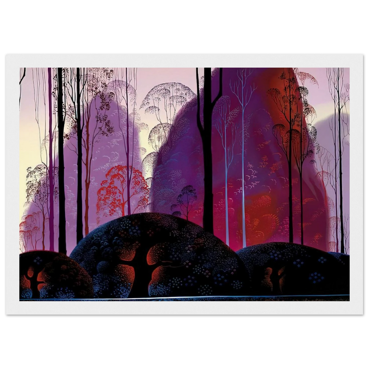 Mauve, Red and Purple Framed Poster | Eyvind Earle Framed Prints Wall Art | Eyvind Earle Prints