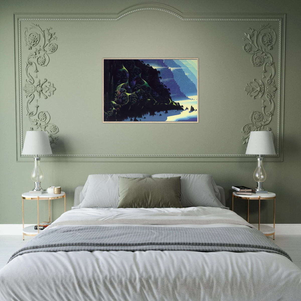 Blue Coastline Framed Poster | Eyvind Earle Framed Prints Wall Art | Eyvind Earle Prints