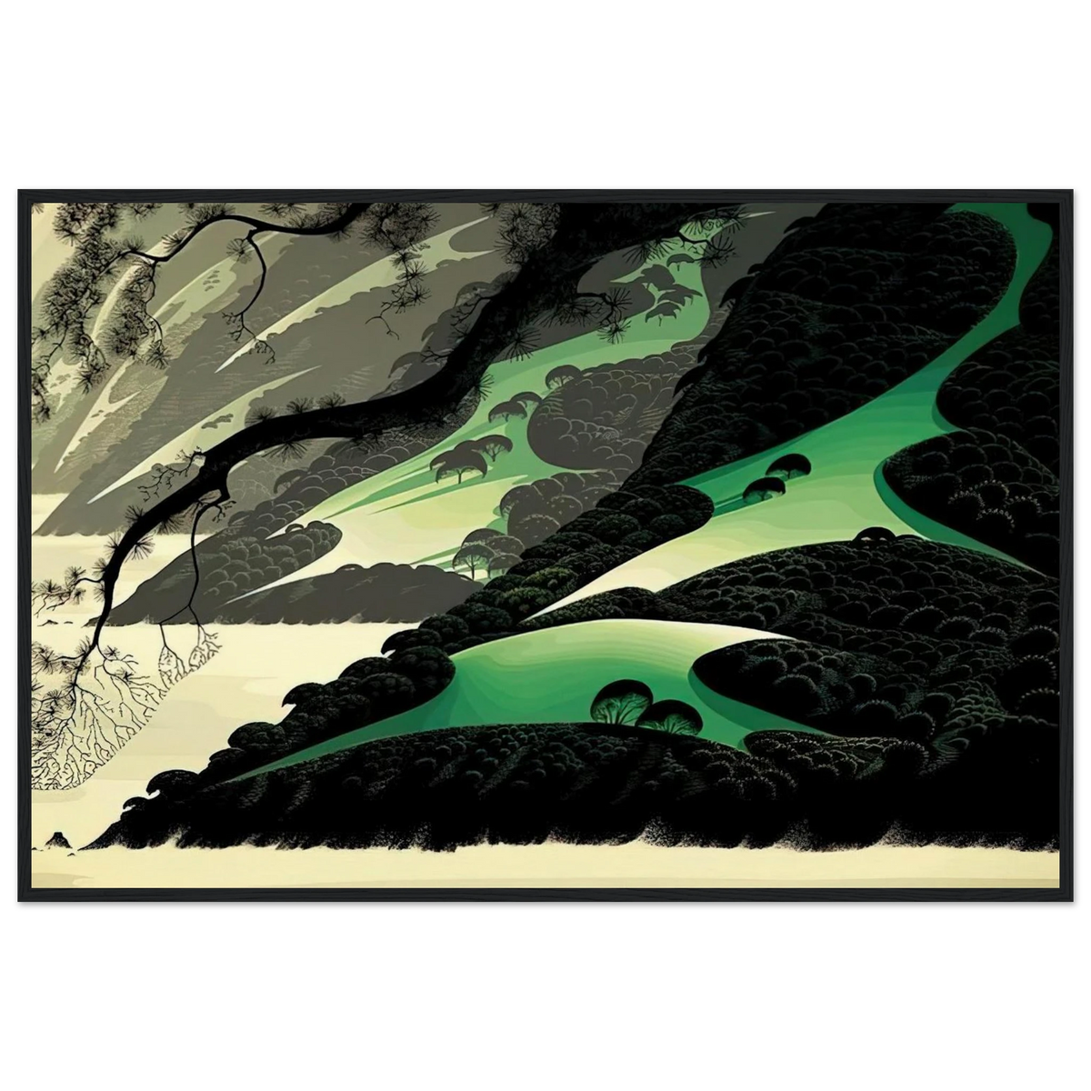 Green Big Sur Framed Poster | Eyvind Earle Framed Prints Wall Art | Eyvind Earle Prints