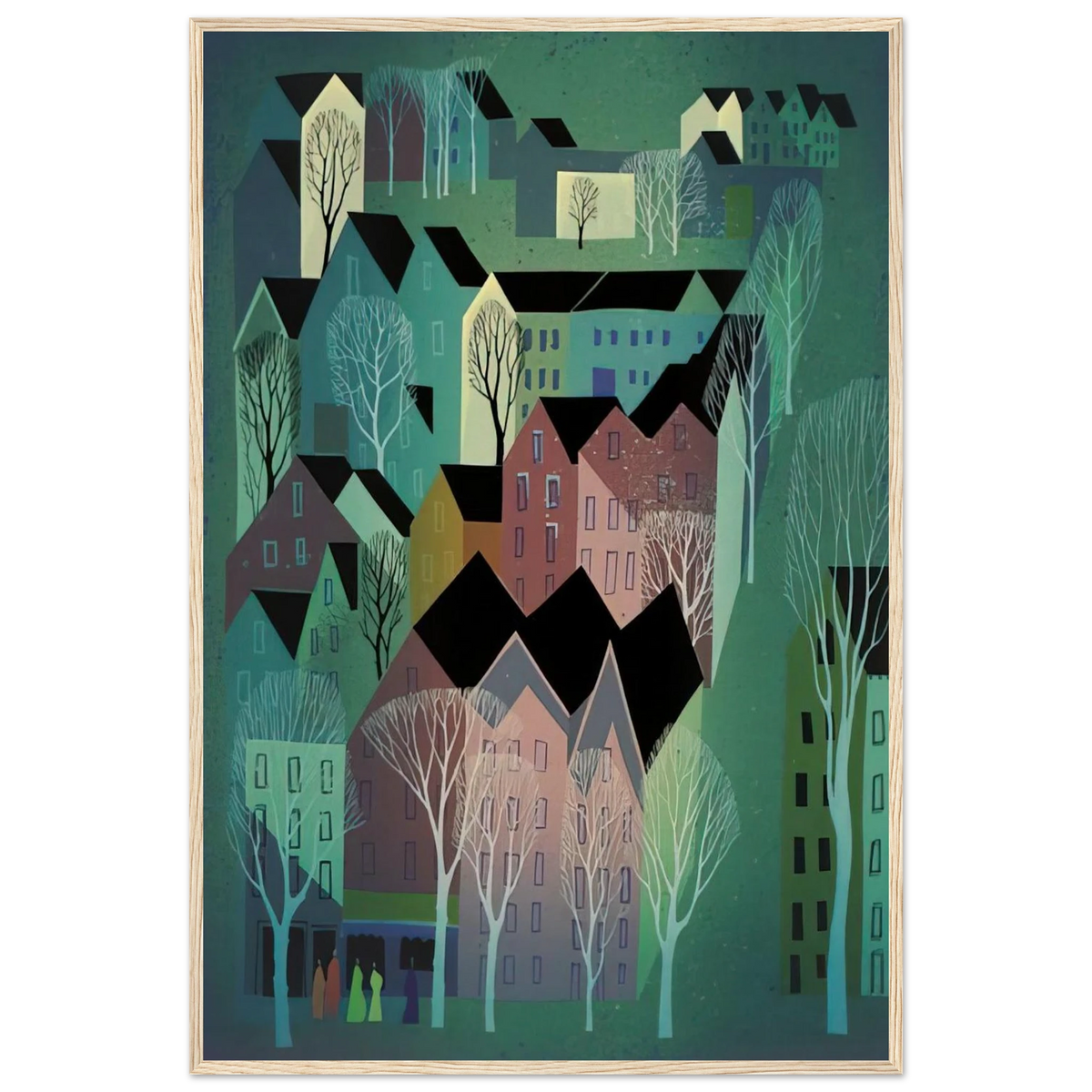 Village Framed Poster | Eyvind Earle Framed Prints Wall Art | Eyvind Earle Prints