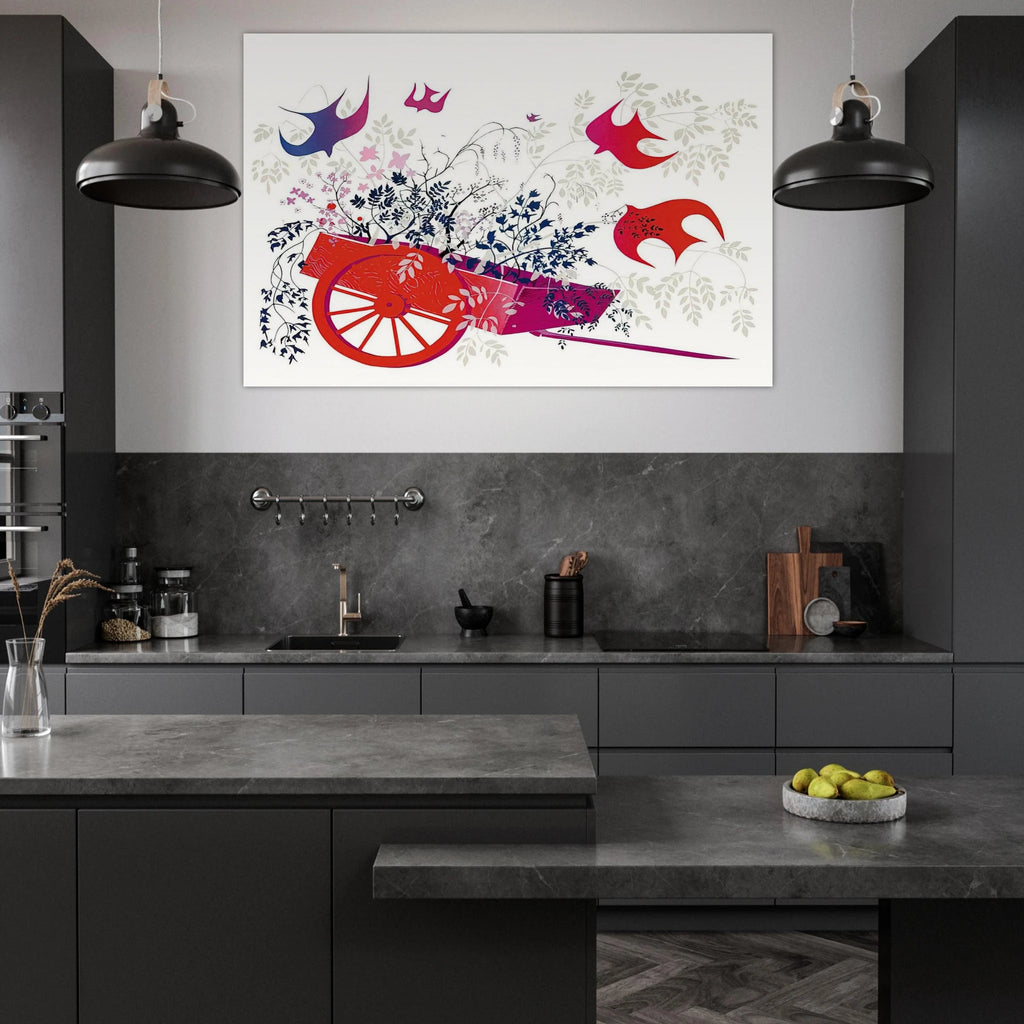 Red Wagon & Foliage Poster | Eyvind Earle Poster | Eyvind Earle Prints